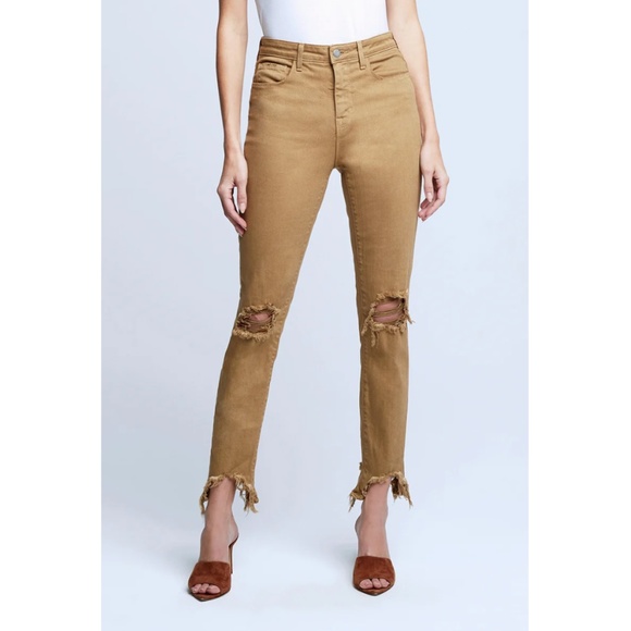L'Agence's High Line High Rise Skinny Distressed Jeans in Sahara - Picture 8 of 13